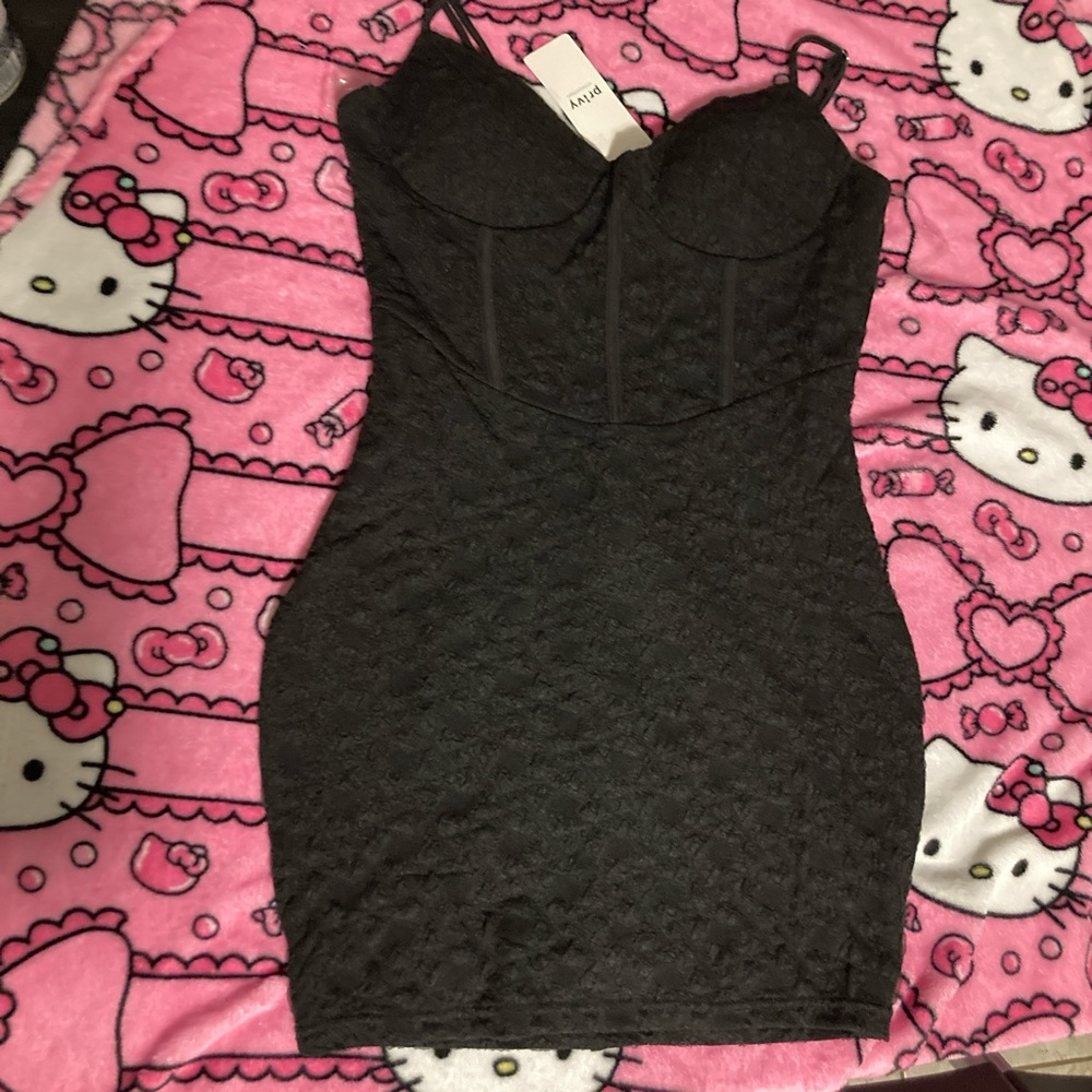 Privy Elegant Black Quilted Mini Dress